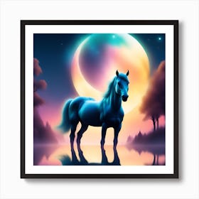 Horse In The Moonlight Art Print