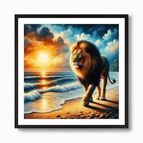 Beach lion Art Print