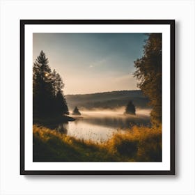 Misty Lake Art Print