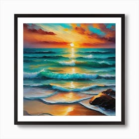 Sunset On The Beach 1071 Art Print