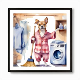 Chihuahua Busy with Laundry Art Print