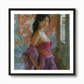 Sexy Woman In Purple Dress Art Print