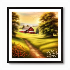 Peaceful Farm Meadow Landscape (54) Art Print