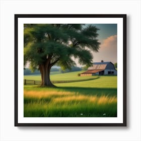 Peaceful Farm Meadow Landscape (47) Art Print