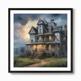 Haunted House Painting Art Print