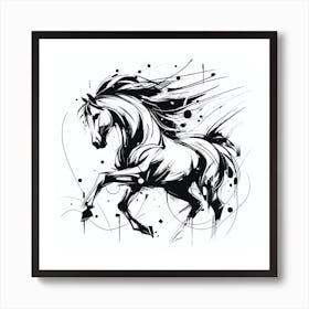 Abstract Horse Running Art Print