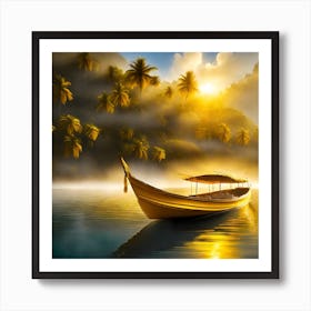 Firefly A Boat On A Beautiful Mist Shrouded Lush Tropical Island 31069 (1) Art Print