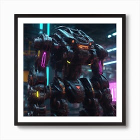 Robot In A Futuristic City Art Print