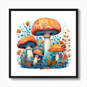 Mushrooms In The Meadow 5 Art Print