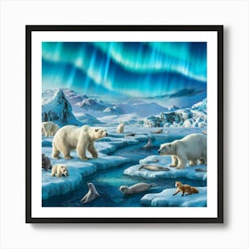 Polar Bears In The Arctic Art Print