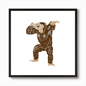 Monket With Magnifying Glass, Fun Safari Animal Print, Square Art Print