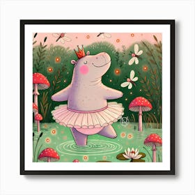 The Enchanted Hippo Dance 1 Art Print