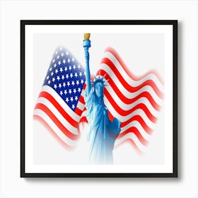 Statue Of Liberty And Usa Flag Art Art Print
