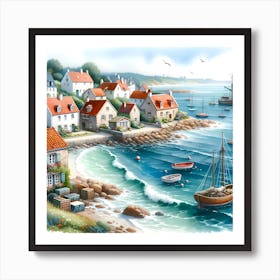 Seaside Village Art Print