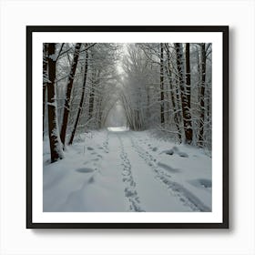 Snowy Path In The Woods 1 Art Print