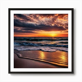 Sunset On The Beach 100 Art Print