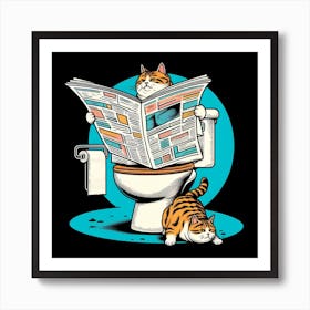 Cat Reading Newspaper 1 Affiche