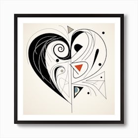 Geometric Black Line Heart 2 Art Print