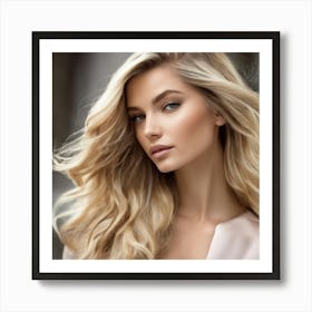 Beautiful Blonde Woman With Long Hair Art Print