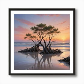 Tree Roots In The Sand Art Print