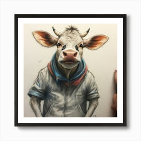 Cow In A Hoodie Art Print