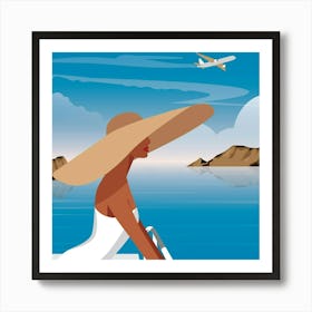 Woman On A Boat Art Print