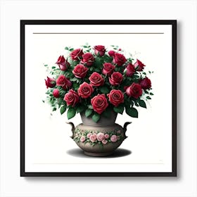 Red Roses In A Vase 1 Art Print