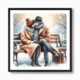 Couple Kissing Art Print