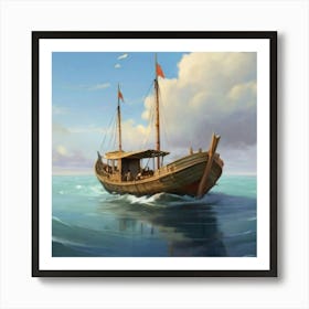 Boat In The Ocean Art Print