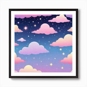 Sky With Twinkling Stars In Pastel Colors Square Composition 84 Art Print