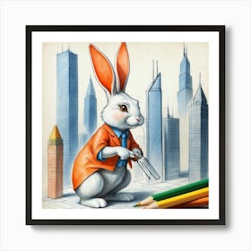 Rabbit In The City Art Print