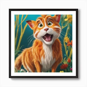 Cat In The Grass Art Print