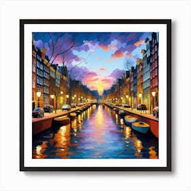 Amsterdam Canal At Dusk 4 Art Print