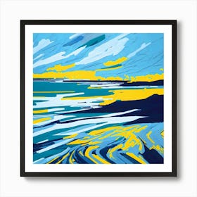 Blue And Yellow Beach Art Print