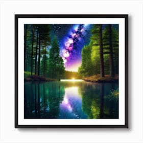 Night Sky In The Forest 3 Art Print