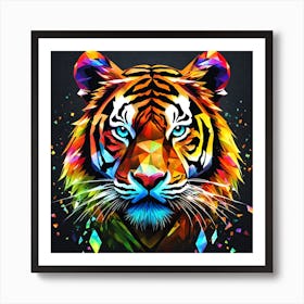 Colorful Tiger Diamond Glass Art Art Print