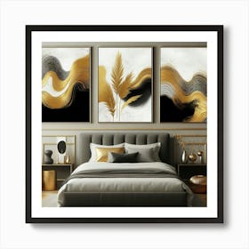 Gold And Black Abstract Painting 1 Art Print