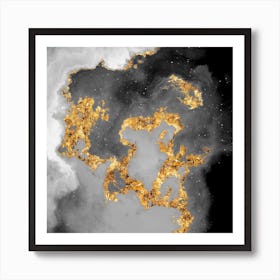 100 Nebulas in Space with Stars Abstract in Black and Gold n.101 Art Print