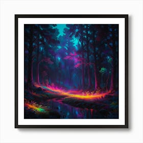 Forest At Night 6 Art Print