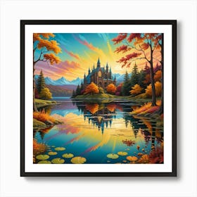 Castle By The Lake 3 Art Print