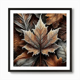 Frosty Leaves Art Print