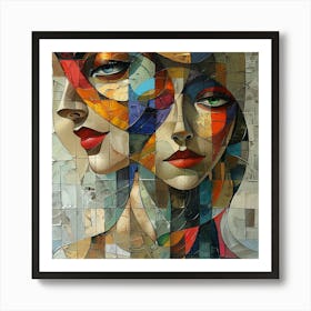 Two Women'S Faces 2 Art Print