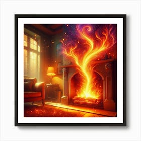 Fire In The Fireplace 3 Art Print