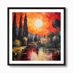 Mystic Tuscany: Brushstrokes of Tranquility Art Print