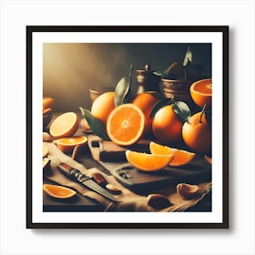 Oranges On A Table Art Print