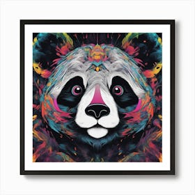 Mesmerizing Panda With Luminous Eyes On A Profound Black Background Art Print