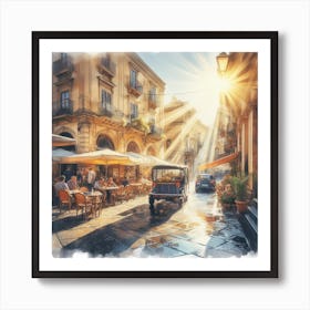 Street Scene In Sicily Art Print