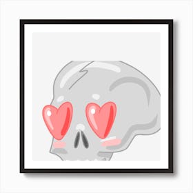 Skull With Hearts Art Print