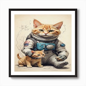 Astronaut Cat Art Print