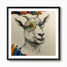 Goat With Glasses 1 Art Print